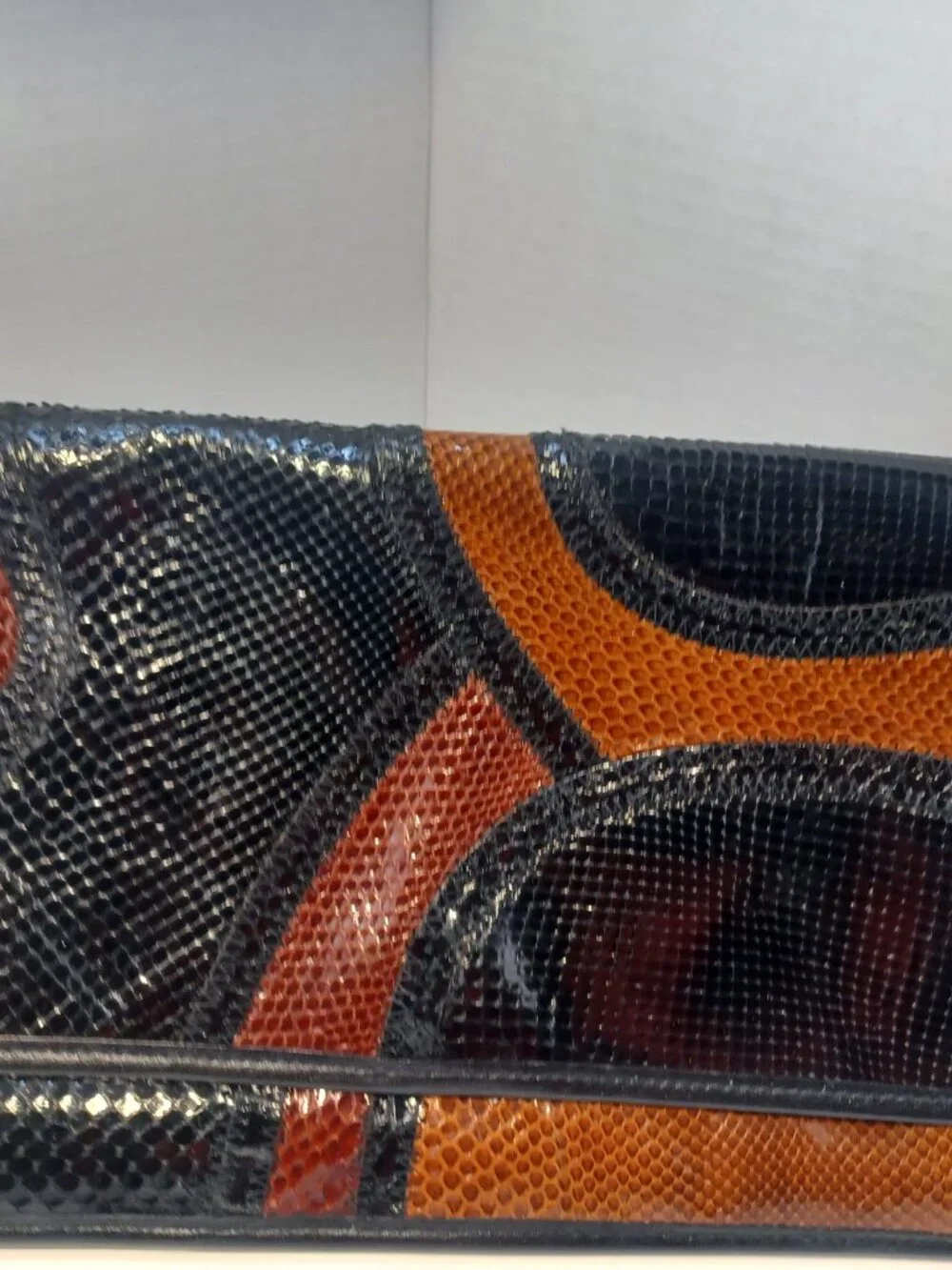 Vintage Saks Fifth Ave Cuero De Vaca Argentina Patchwork Leather Clutch #1324